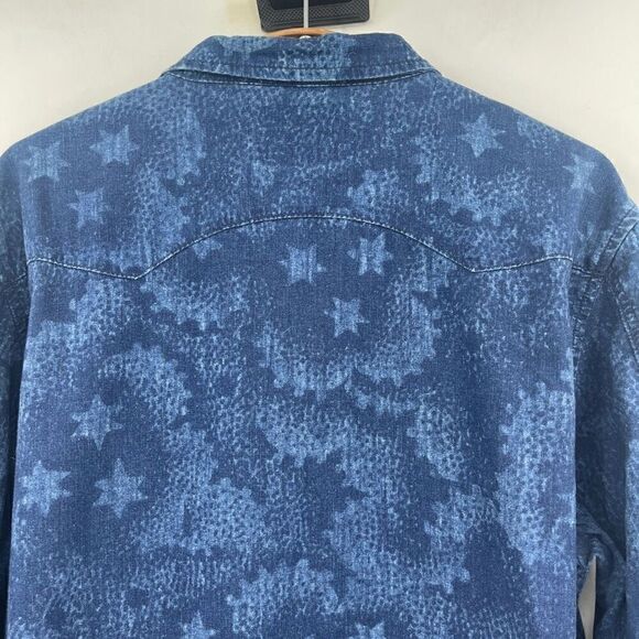 DEUS EX MACHINA Blue Star Camouflage Western Denim Snap Up Shirt Large - Picture 7 of 8